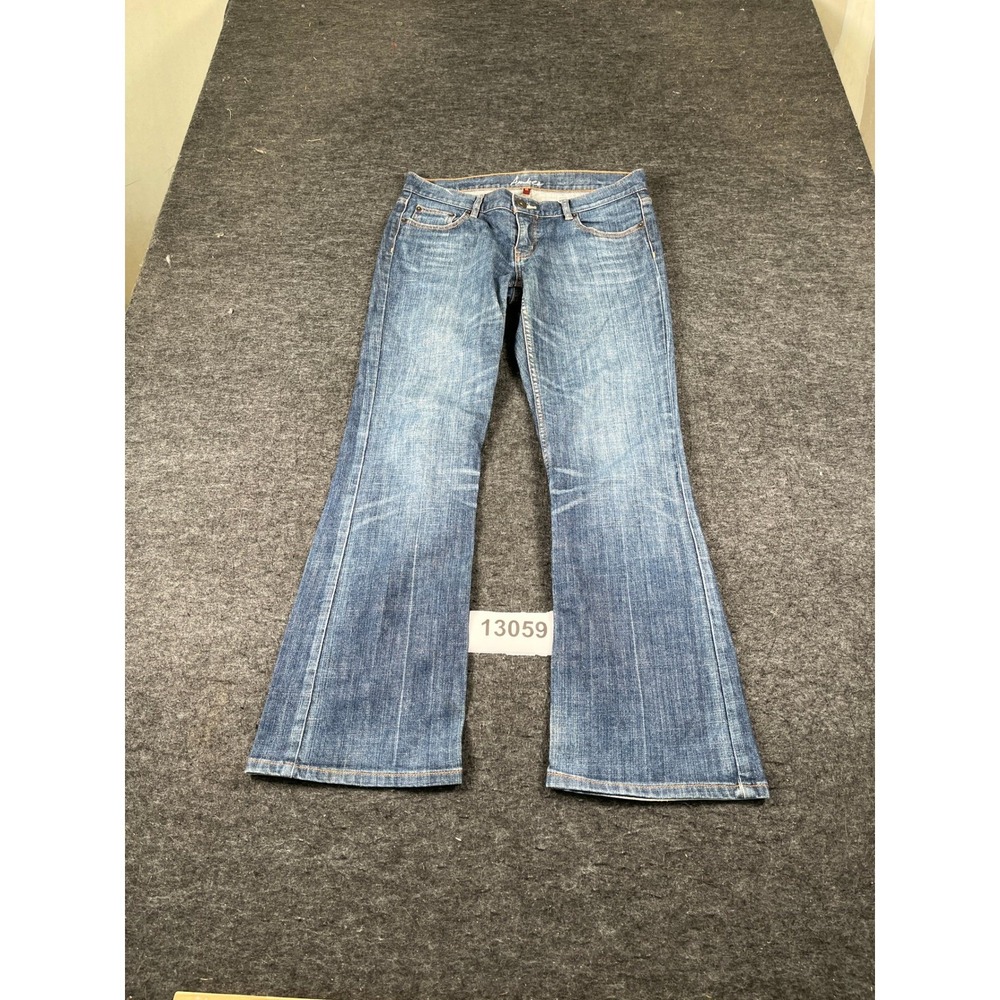 Amber Bootcut Jeans Womens 12 Blue Denim Cotton Stretch Whiskers Detail Casual